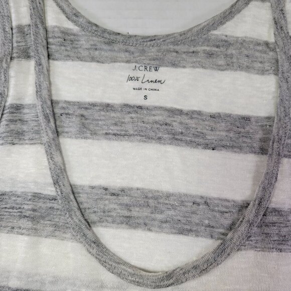 J.Crew Women Gray & White Striped Casual Lightweight 100% Linen Tank Top Size S - Picture 2 of 7